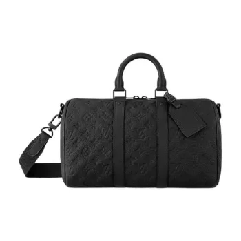 LOUIS VUITTON KeepallBandoulière Embossed Leather Shoulder Bag Crossbody Bag Handbag Men's Black