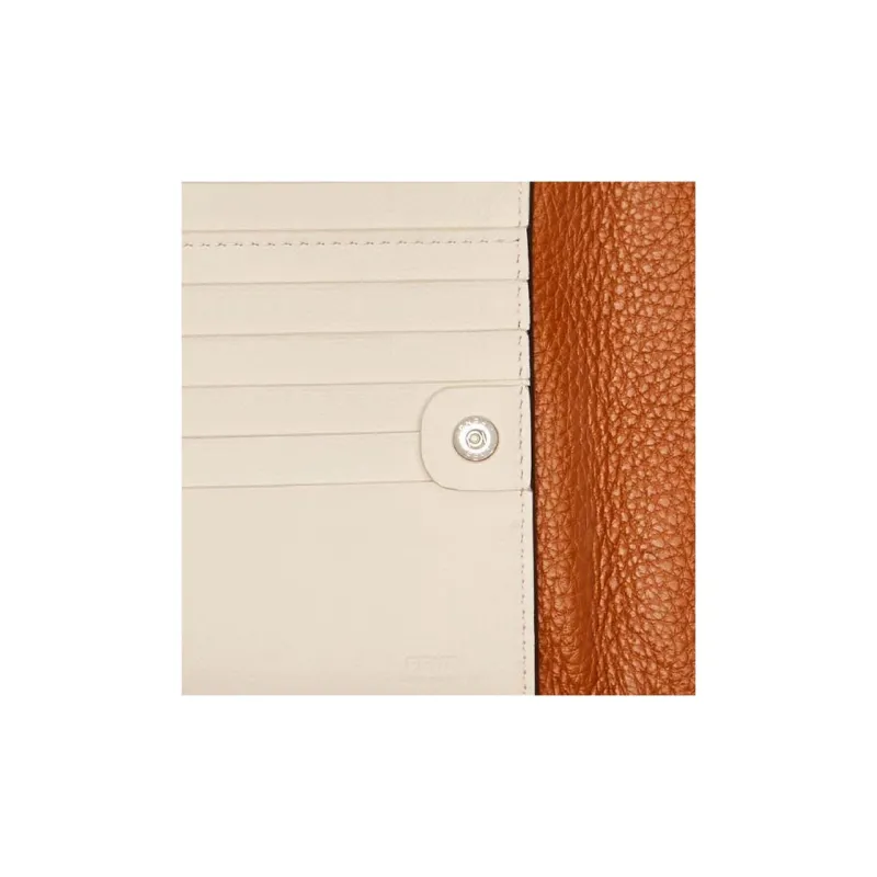 FENDI Peekaboo Leather Wallet Medium Size Women's Brown-4
