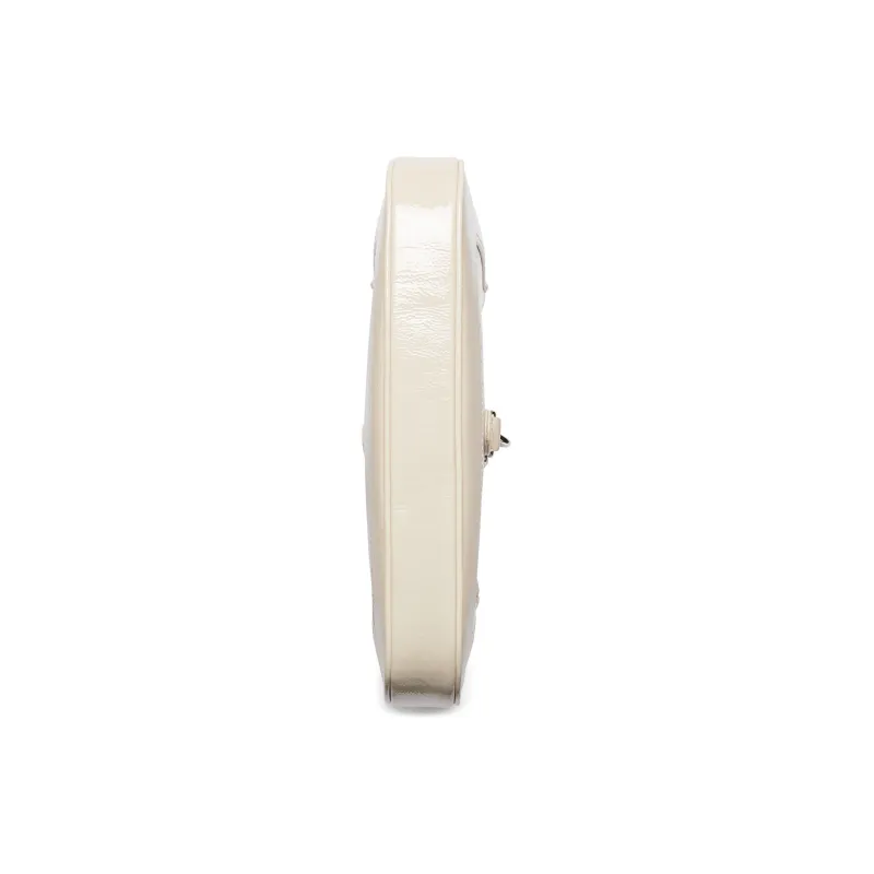 GUCCI Jackie 1961 Patent Leather Handbag, Shoulder Bag Trumpets Women's Ivory White-5