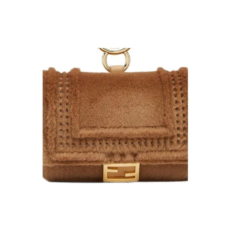 FENDI Mink Fur Tassel Bag Accessory Crossbody Bag Extra Mini Women's Brown-4