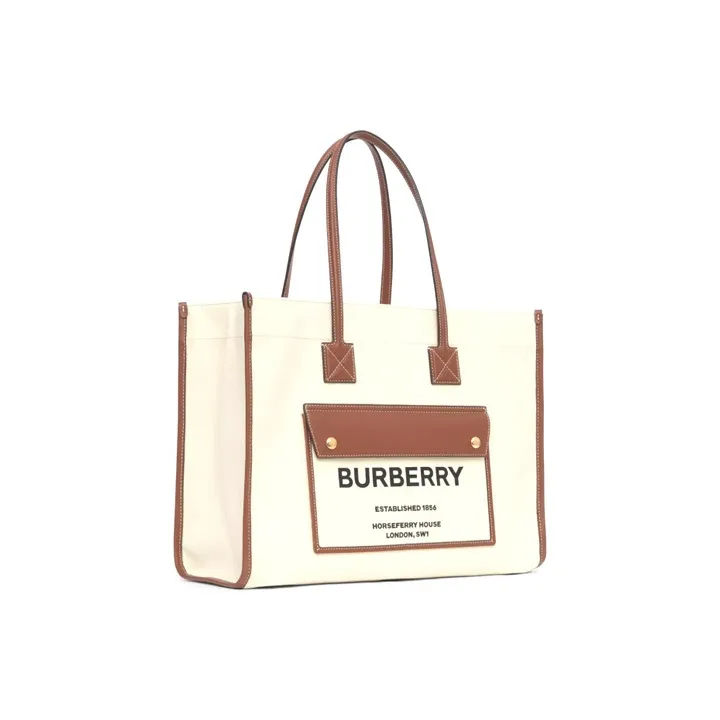 Burberry Canvas With Leather Fleurie Bag, Tote Bag, Shopping Bag, Canvas Bag, Handbag, Shoulder Bag Unisex-1