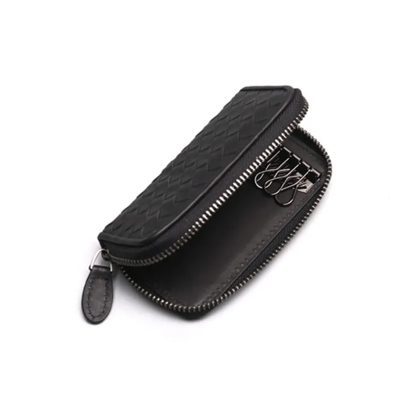 CMLZIUA Cow Leather Key Pouch Unisex Black-1