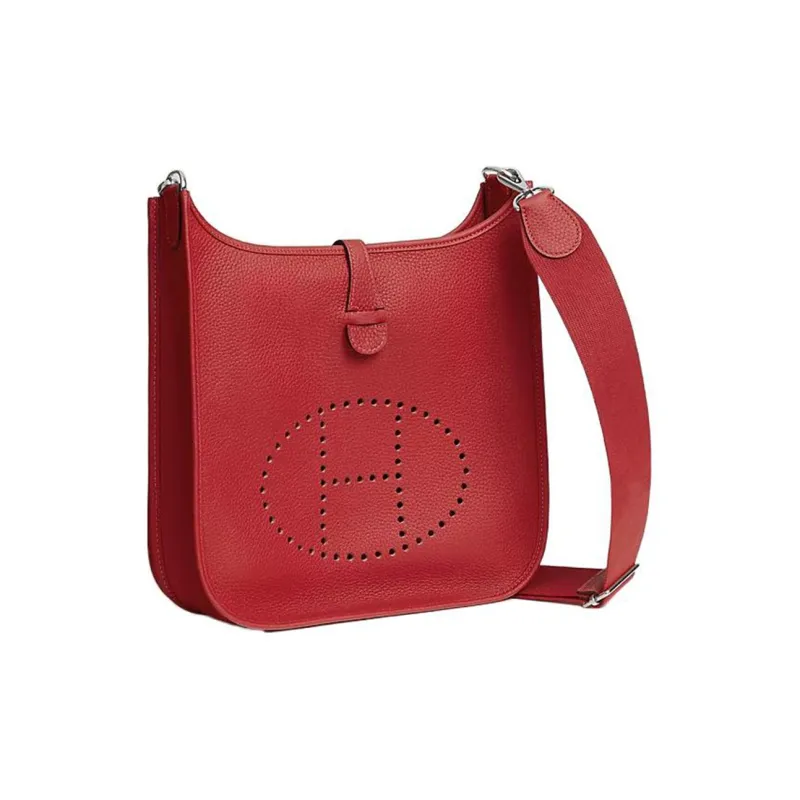 HERMES Evelyne Clemence Bullock Leather Shoulder Bag Crossbody Bag Regular Women's 5E Vermillon Vermilion-1