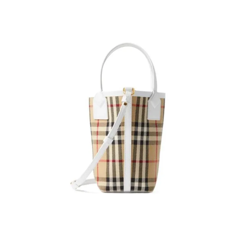 Burberry Cow Leather Tote Bag Shopping Bag Handbag Shoulder Bag Crossbody Bag Women's White/Beige-1