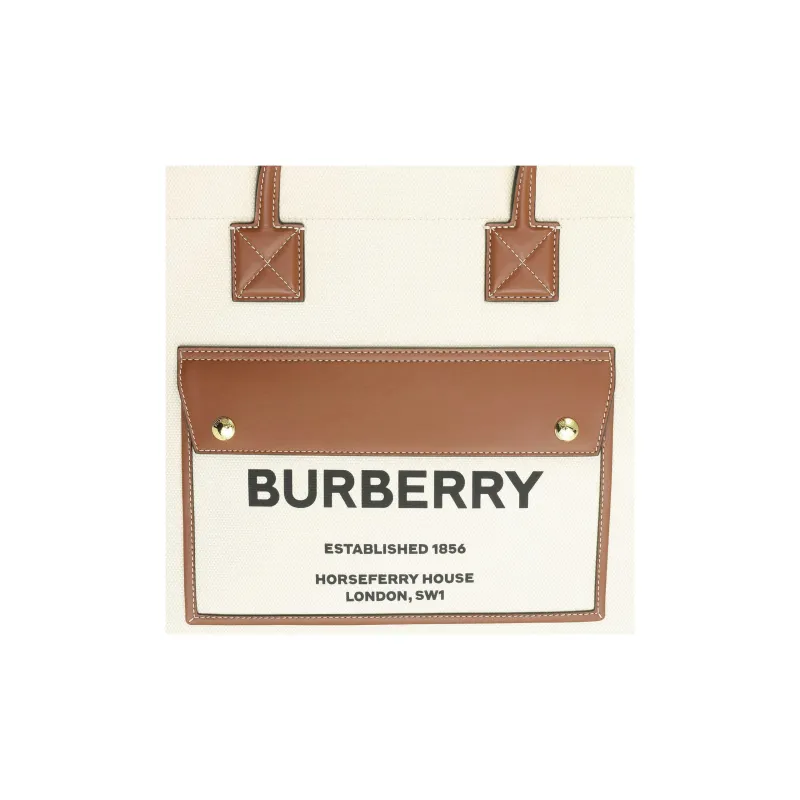 Burberry Canvas With Leather Fleurie Bag, Tote Bag, Shopping Bag, Canvas Bag, Handbag, Shoulder Bag Unisex-5