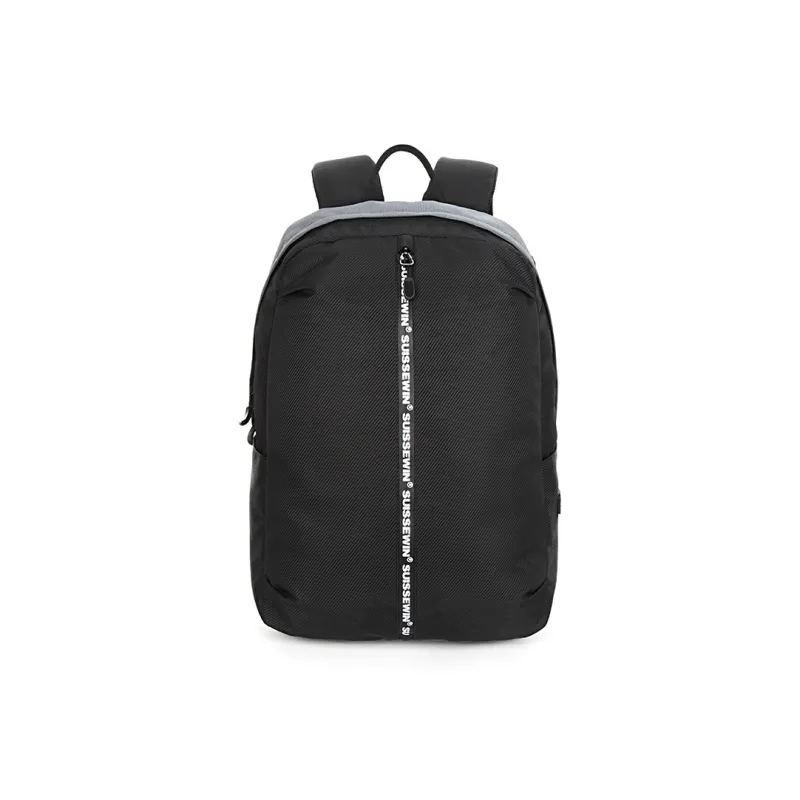 SUISSEWIN Polyester Backpack Regular Unisex Black/Gray/Blue-3