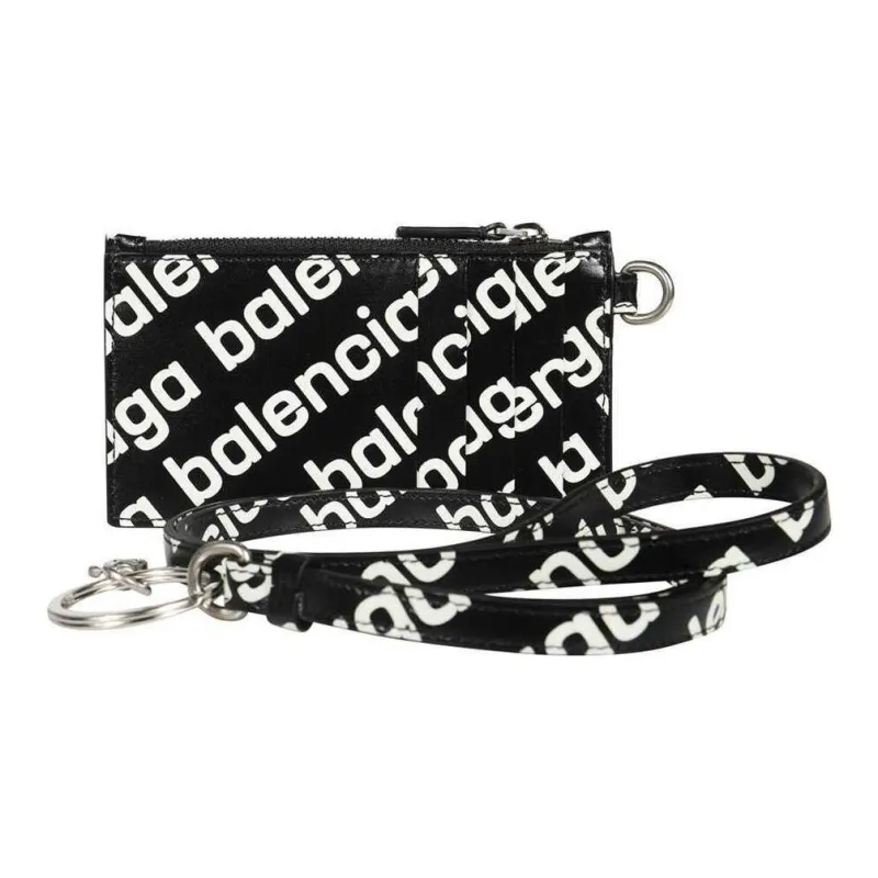Balenciaga Calfskin Coin Purse Wallets Card Holders Men's Black-2