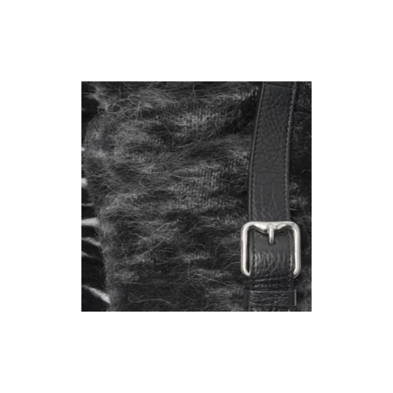 Burberry Chess Grained Calfskin Crossbody Bag Shoulder Bag Women's Black & White-4