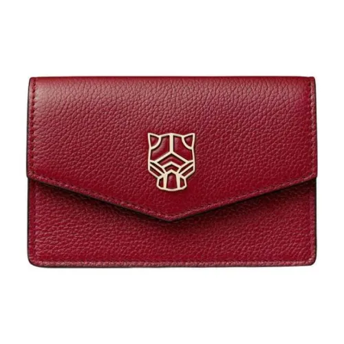 CARTIER PANTHÈRE Calfskin Card Clip Card Holder Women's Burgundy