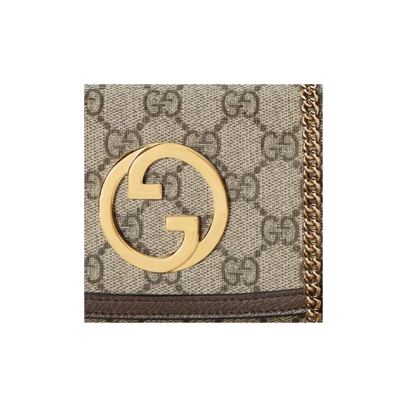 GUCCI Blondie Canvas With Leather Shoulder Bag Crossbody Bag Wallets Regular Women's Beige And Ebony-7