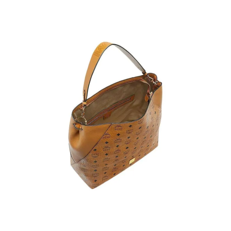MCM Leather Tote Bag, Shopping Bag, Handbag Large Size Women's Cognac-3