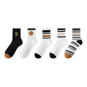 H YXIANG Mid Calf Socks Women's 5 Pack Mixed Color