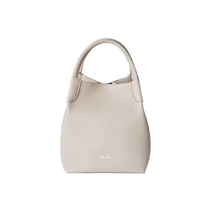 Loro Piana Calfskin Bucket Bag, Handbag, Shoulder Bag, Crossbody Bag Trumpets Women's Gray-0