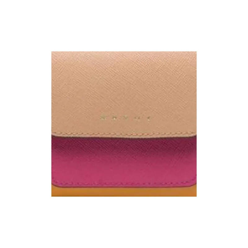 MARNI Cow Leather Wallet Women's Orange/Purple/Beige-4