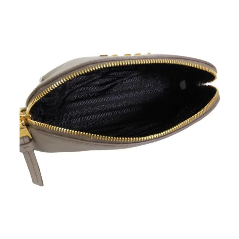 PRADA Leather Clutch Small Size Unisex Clay-4