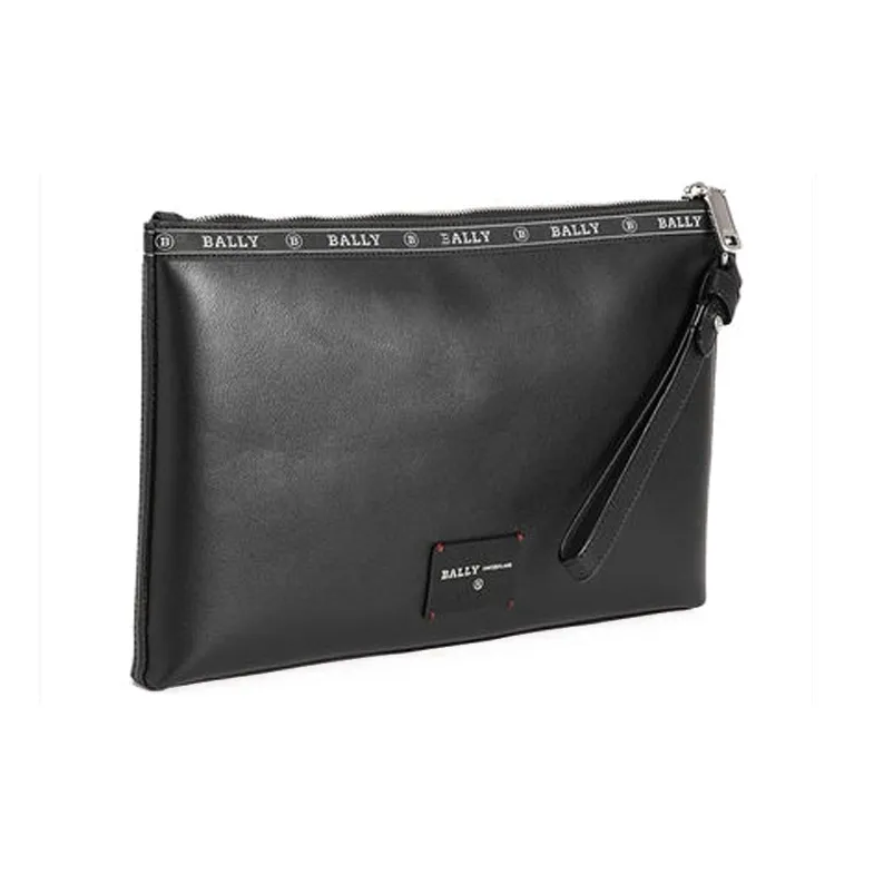 BALLY Cow Leather Handbag Medium Size Men's Black-2