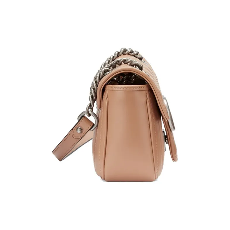 GUCCI Leather Shoulder Bag Crossbody Bag Mini Women's Rose Beige/Milk Tea Beige-3