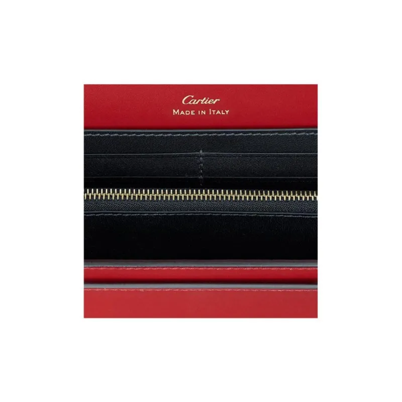 CARTIER Calfskin Wallet Women's Red-3