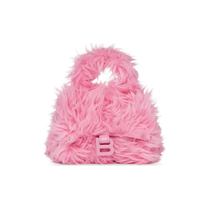 Balenciaga Hourglass Plush Hourglass Bag Coin Purse Handbag Shoulder Bag Crossbody Bag Mini Women's Pink-0