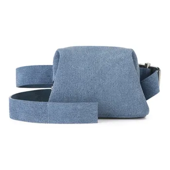 OSOI PECAN BROT Cow Leather Chinese Steamed Bun Bag, Crossbody Bag, Shoulder Bag Trumpets Women's Denim Blue