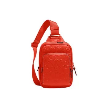 COACH Track Calfskin Sports Sling Bag Mini Women's Red Orange