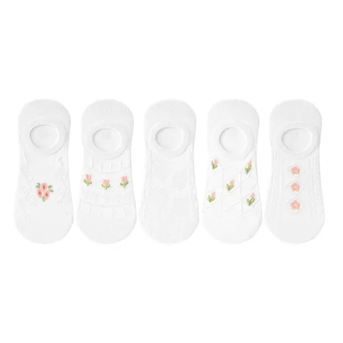 H YXIANG No Show Socks Women's 5 Pack White
