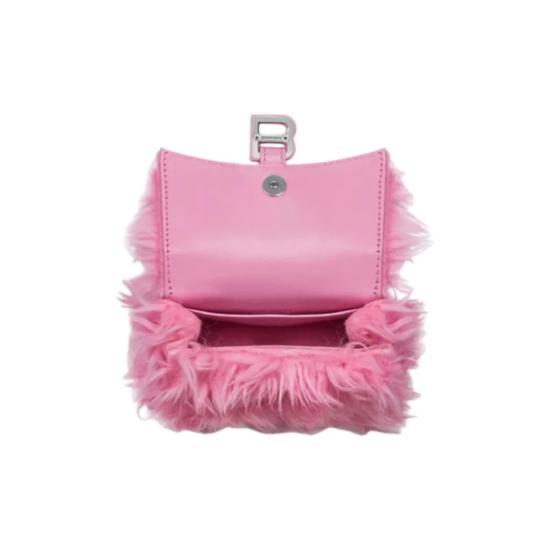 Balenciaga Hourglass Plush Hourglass Bag Coin Purse Handbag Shoulder Bag Crossbody Bag Mini Women's Pink-3