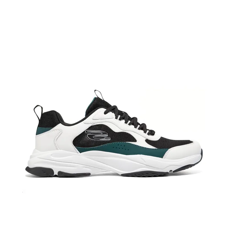 Skechers D'LITES 1.0 Cushioning Anti Slip And Wear Resistant Low Top Chunky Sneakers Men's White Green-1