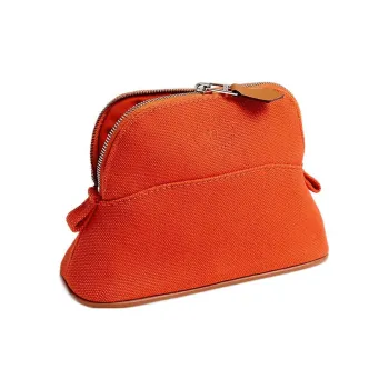 HERMES Bolide Cotton Canvas Bowling Bag, Makeup Bag, Storage Bag Mini Women's Flame Orange