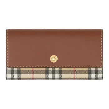 Burberry Vintage Polyurethane Card Holders Clutches Wallets Women's Beige & Brown