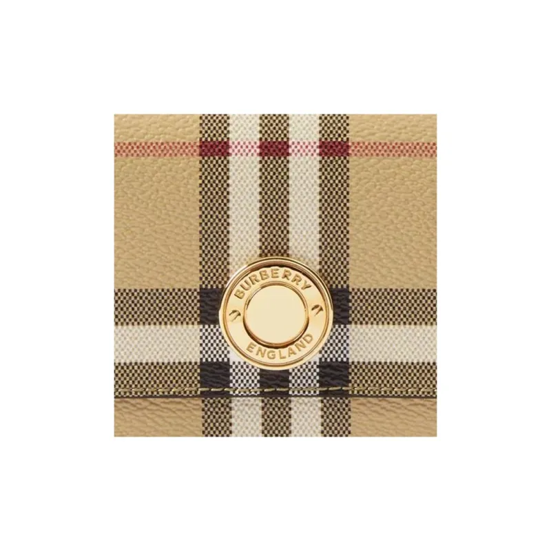 Burberry Leather Wallet Trumpets Women's Beige-4