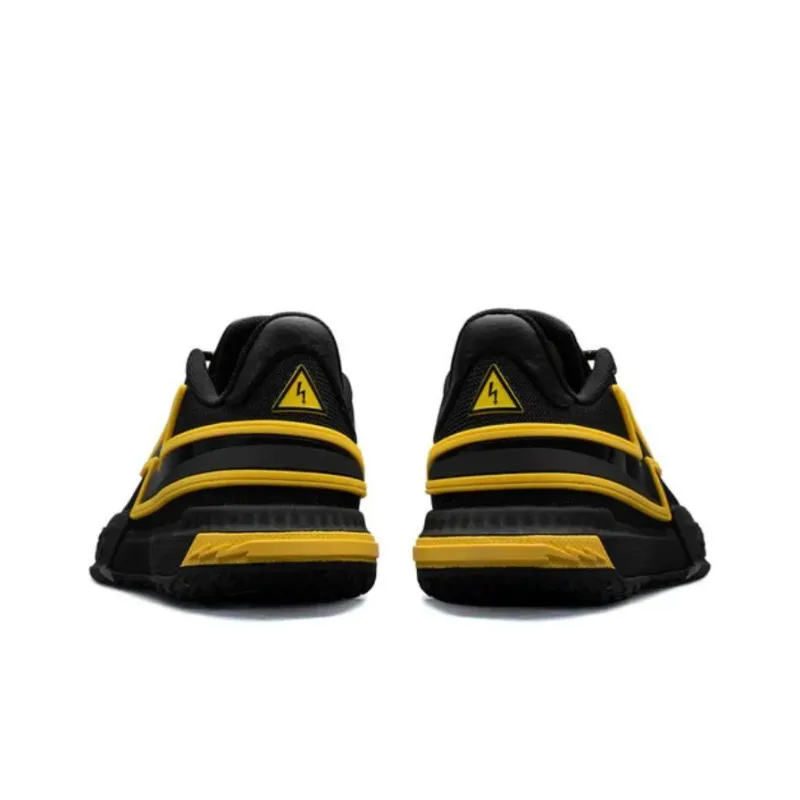 LiNing Wade Lightning Slip Resistant Low Top Basketball Shoes Men's Black Yellow-4