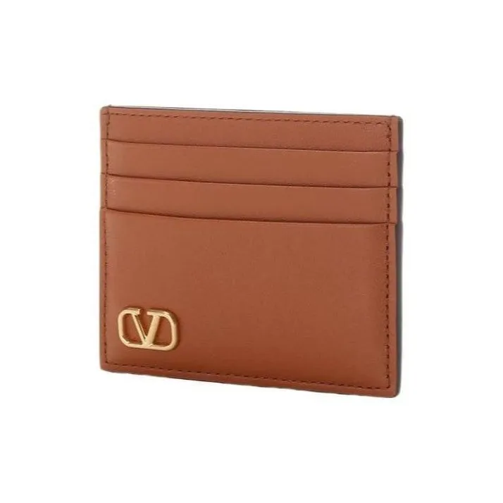 Valentino Leather Card Holder Unisex Brown-1