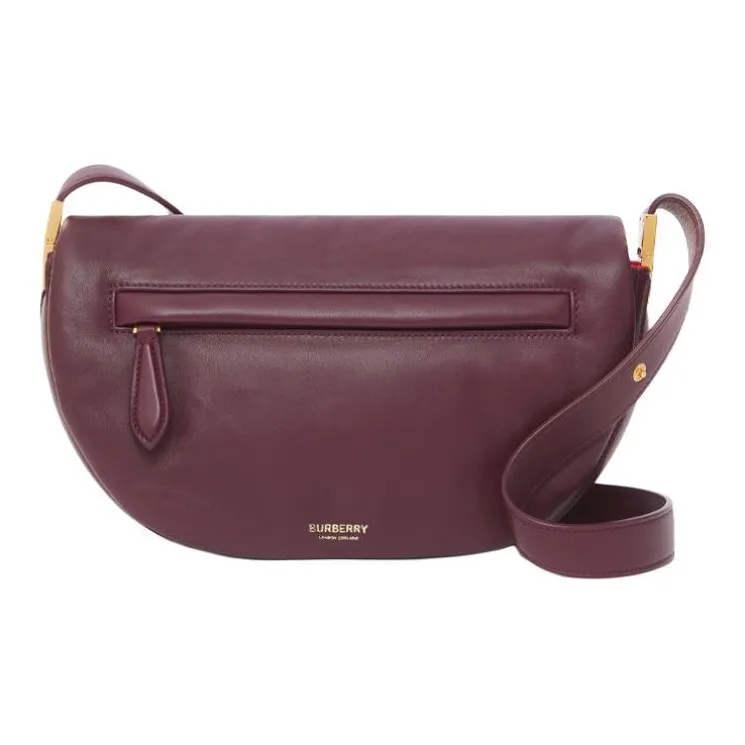 Burberry Olympia Lambskin Crescent Bag Portable Crossbody Bag Shoulder Bag Women's Dark Chestnut-1