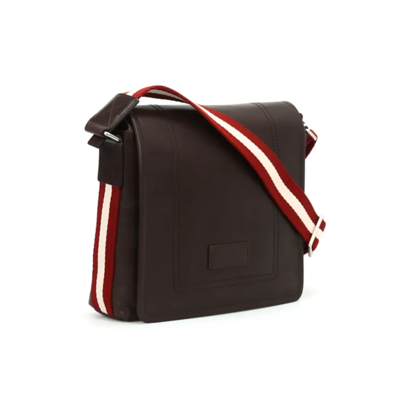 BALLY Leather Messenger Bag, Shoulder Bag, Crossbody Bag Small Size Men's Brown-2