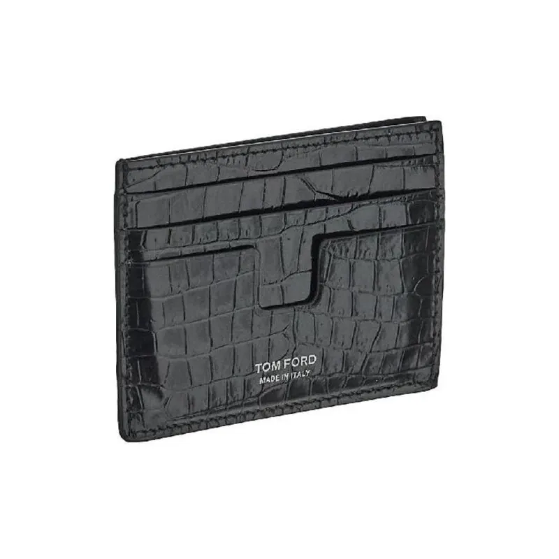 TOM FORD Leather Card Holder, Wallet Men's Black-1