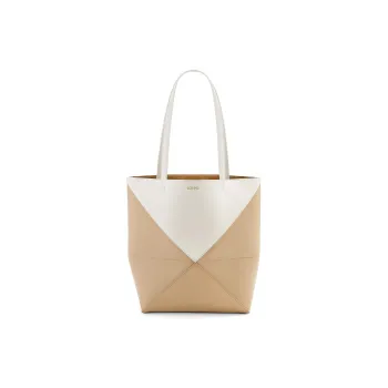 LOEWE Shiny Cow Leather Tote Bag, Shopping Bag, Handbag Regular Women's Soft White With Paper Craft
