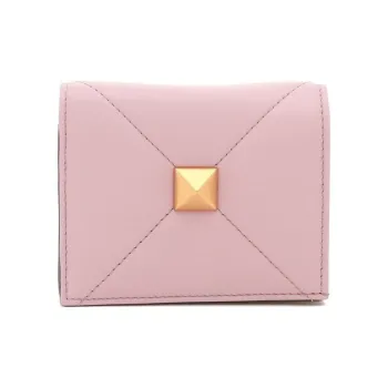 Valentino ROMAN STUD Cow Leather Wallet Small Size Women's Pink