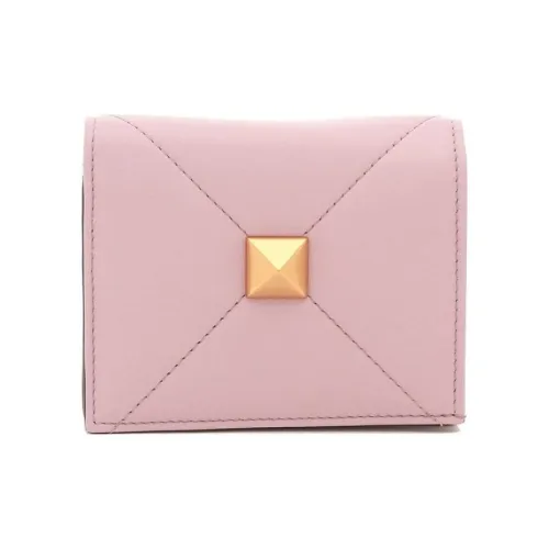 Valentino ROMAN STUD Cow Leather Wallet Small Size Women's Pink