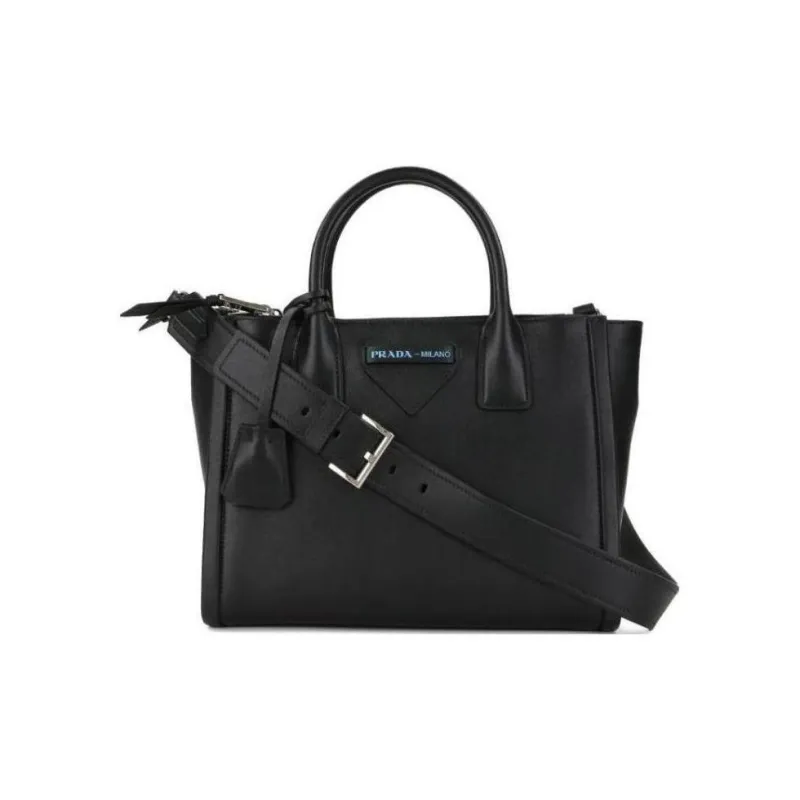 PRADA Genuine Leather Shoulder Bag Crossbody Bag Handbag Women's Black-0