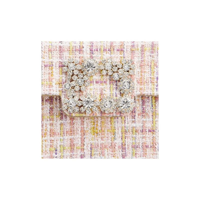 Roger Vivier Gold And Silver Thread Mixed Circle Velvet Fabric One Shoulder Crossbody Clutches Women's Silver Pink-4