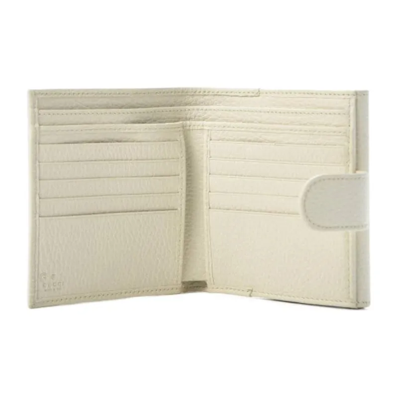 GUCCI Leather Wallet Women's White-2
