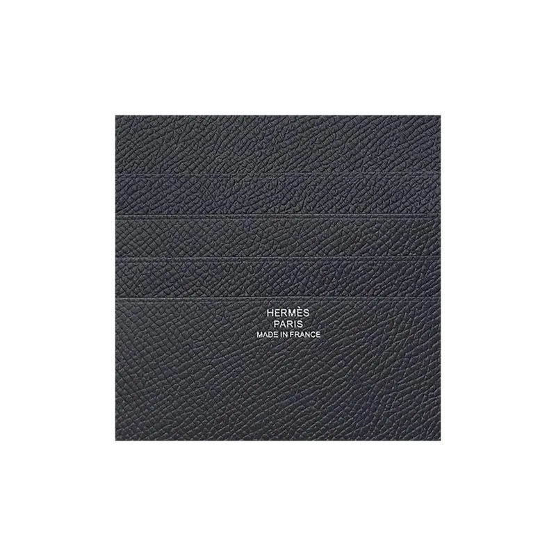 HERMES MC2 Epsom Calfskin Card Holder Wallet Unisex Black/Indigo-2