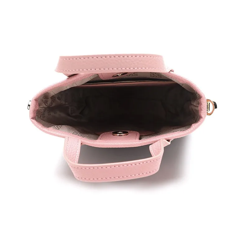 Satchi PVC Handbag Shoulder Bag Chain Pack Small Size Women's Khaki & Pink-4