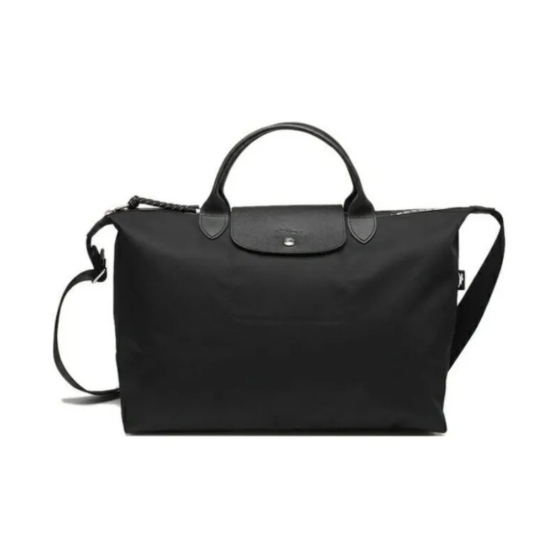LONGCHAMP Nylon With Canvas Dumpling Bag, Crossbody Bag, One Shoulder Bag, Handbag Tubas Women's Black-3