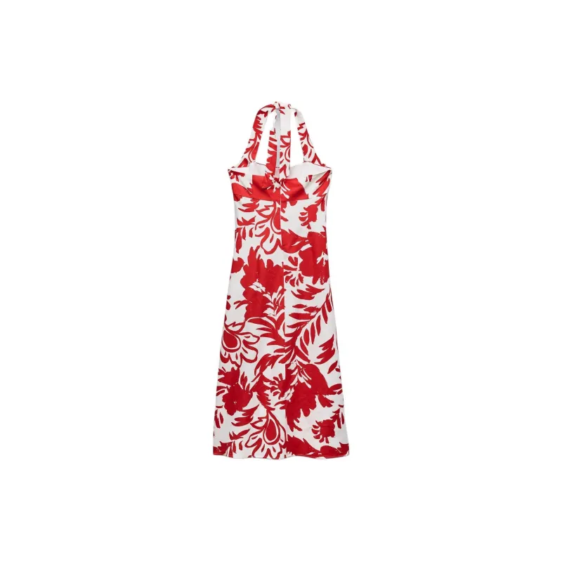 ZARA Slip Dresses Women's White/Red-1