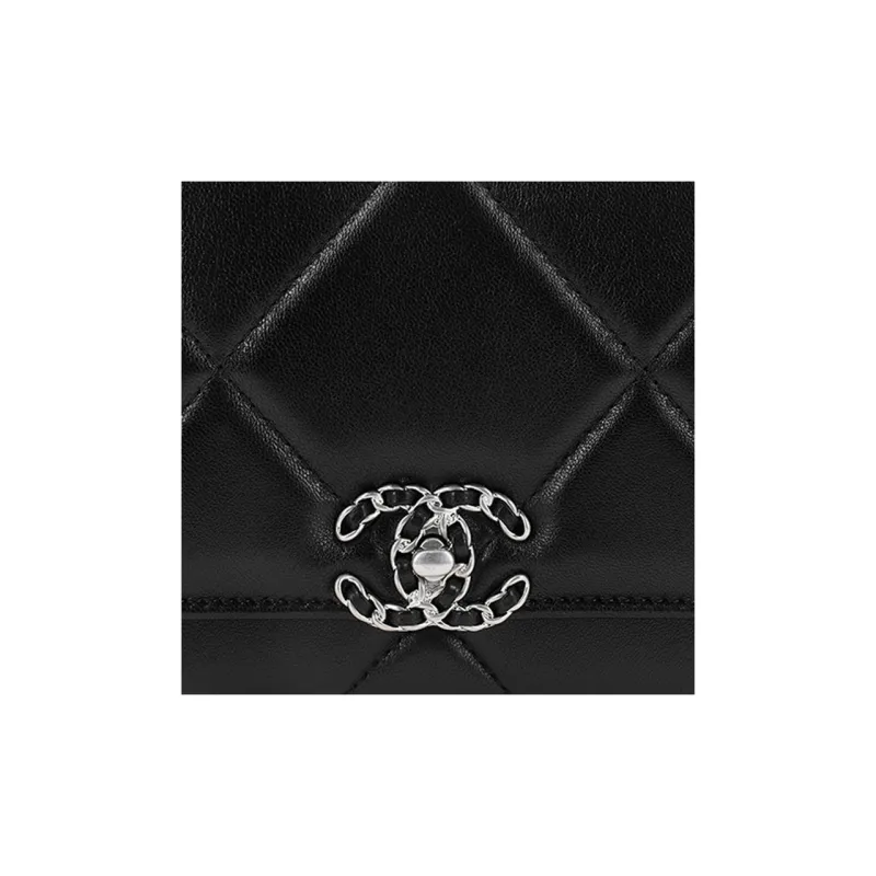 CHANEL 19BagWOC Sheepskin Shoulder Bag, Crossbody Bag, Wallet Women's Black-5