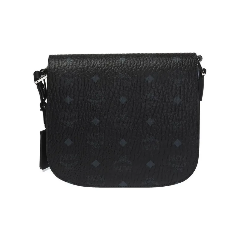 MCM Patricia Visetos Leather Messenger Bag Shoulder Bag Crossbody Bag Women's Black-2