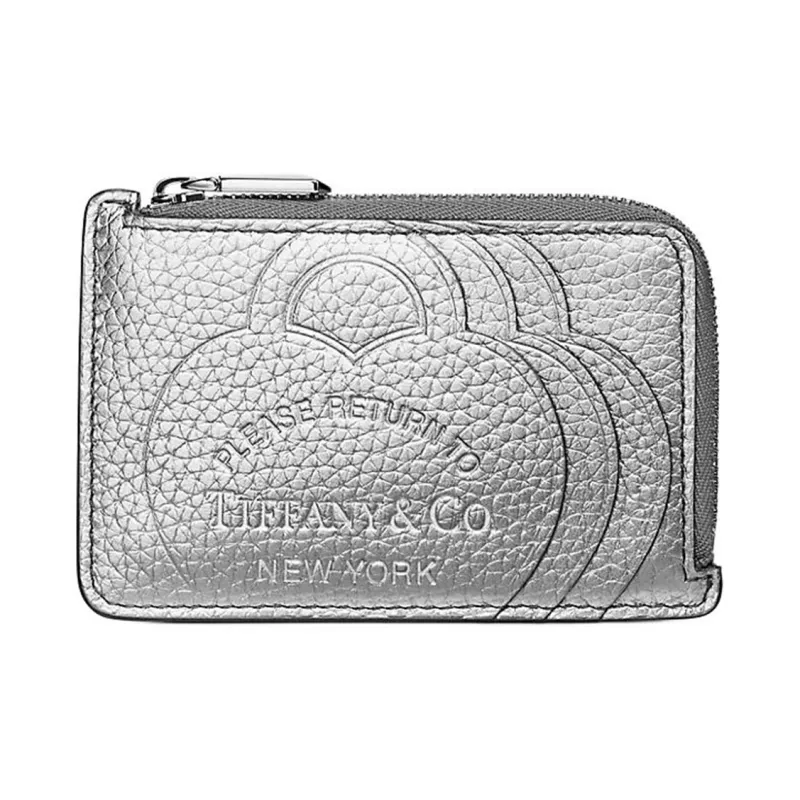 TIFFANY & CO. Return To Tiffany Collection Taurillon Leather Card Holder Women's Silver-0