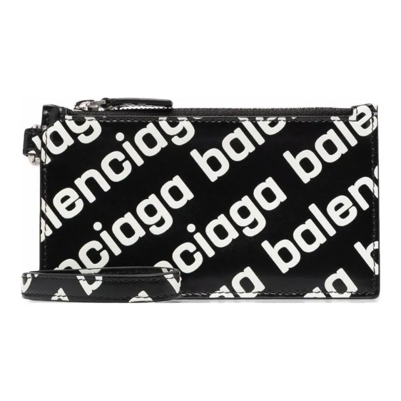 Balenciaga Calfskin Coin Purse Wallets Card Holders Men's Black-1